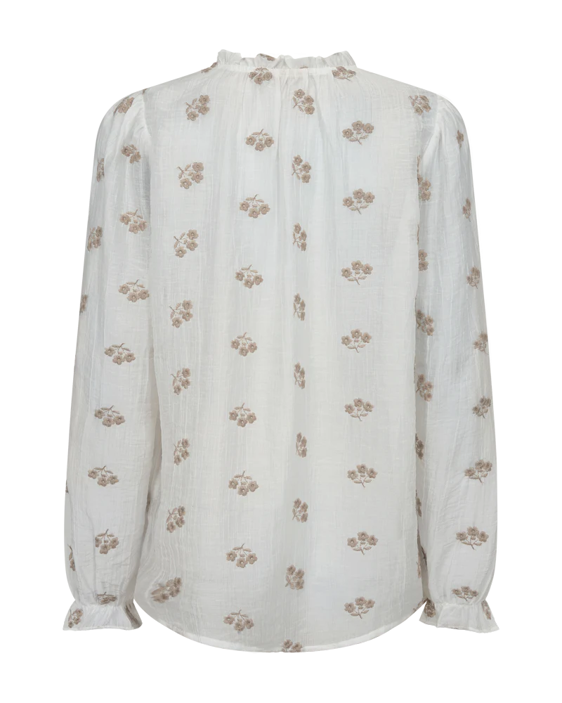 FQWENDY – BLUSE MIT FLORALER STICKEREI - WEISS