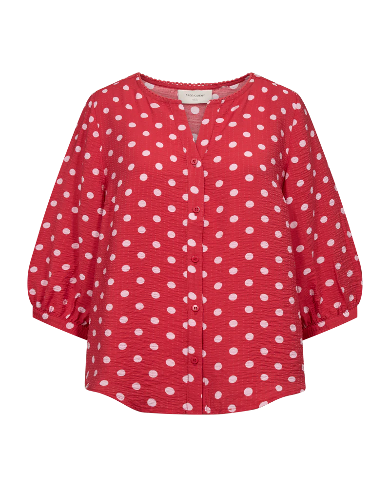 FQALMA – BLUSE MIT PUNKTEN - ROT UND ROSA