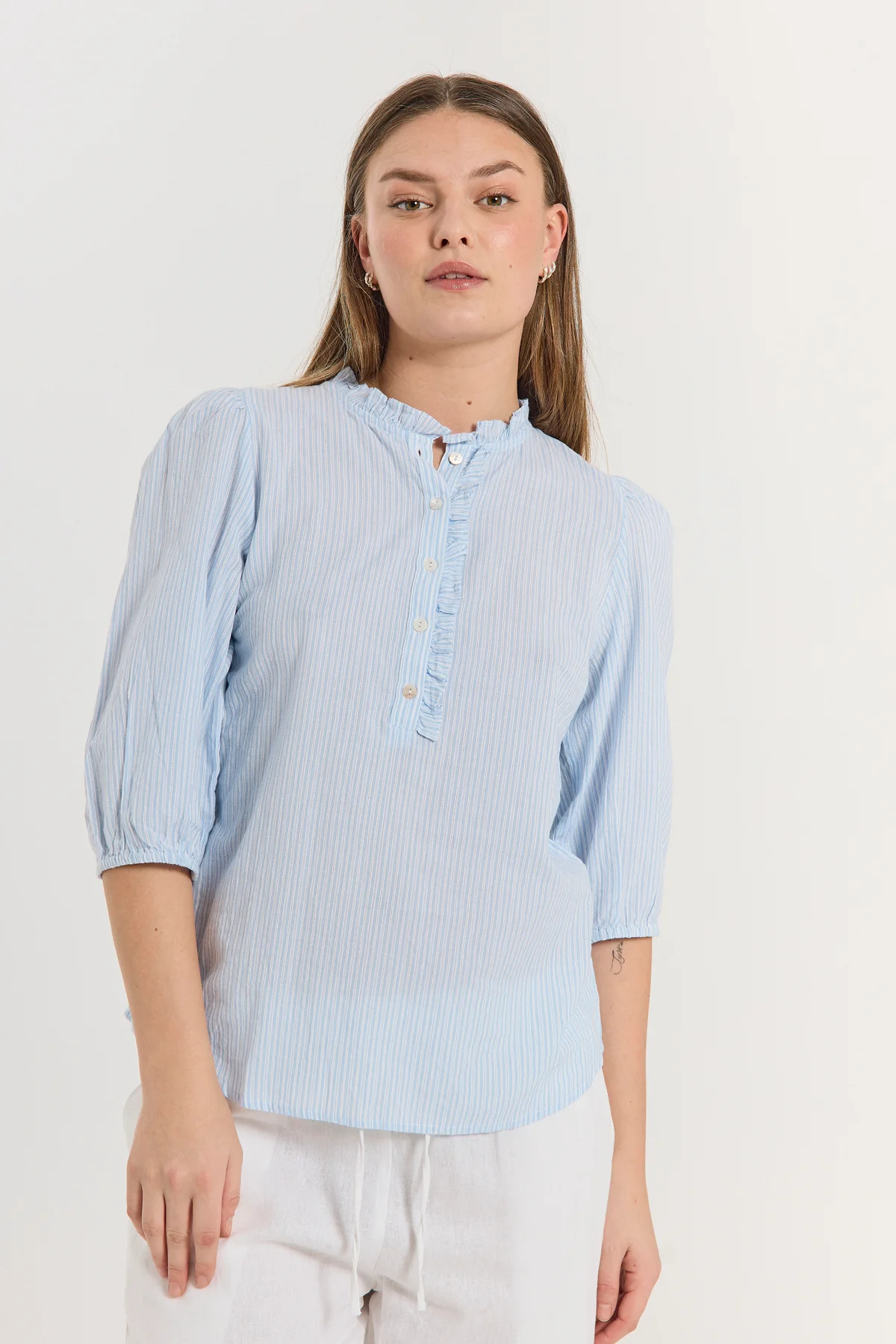 FQROLLY - GESTREIFTE BLUSE - BLAU UND WEISS