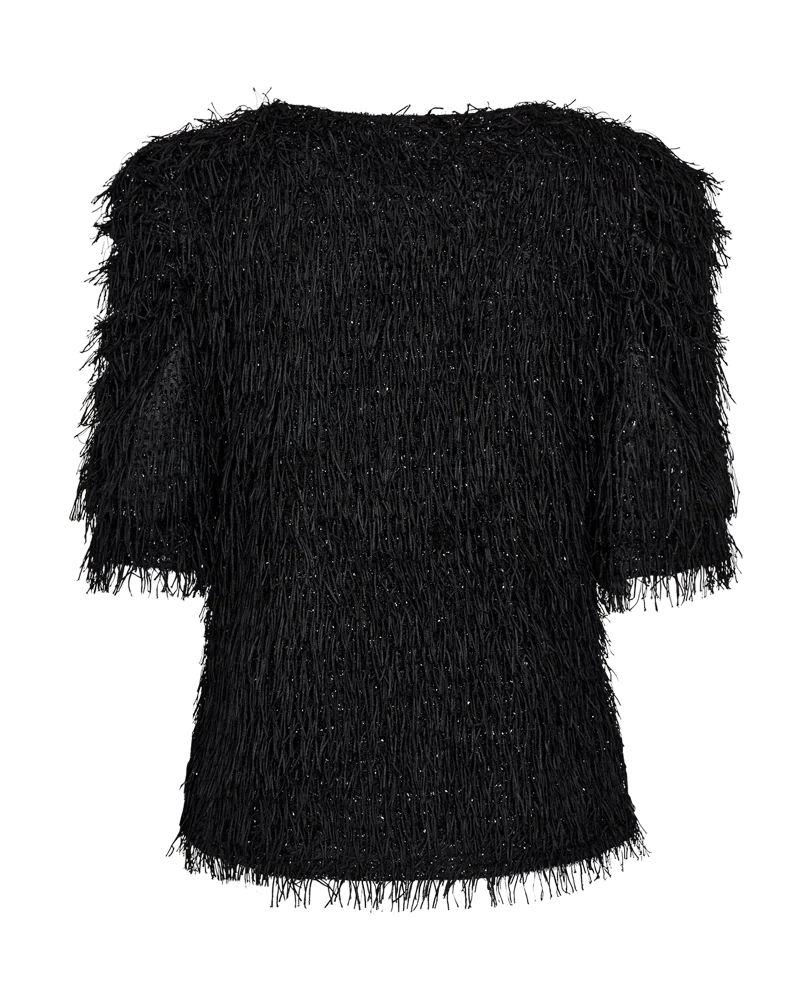 FQMARLIN - BLUSE MIT FRANSEN - SCHWARZ