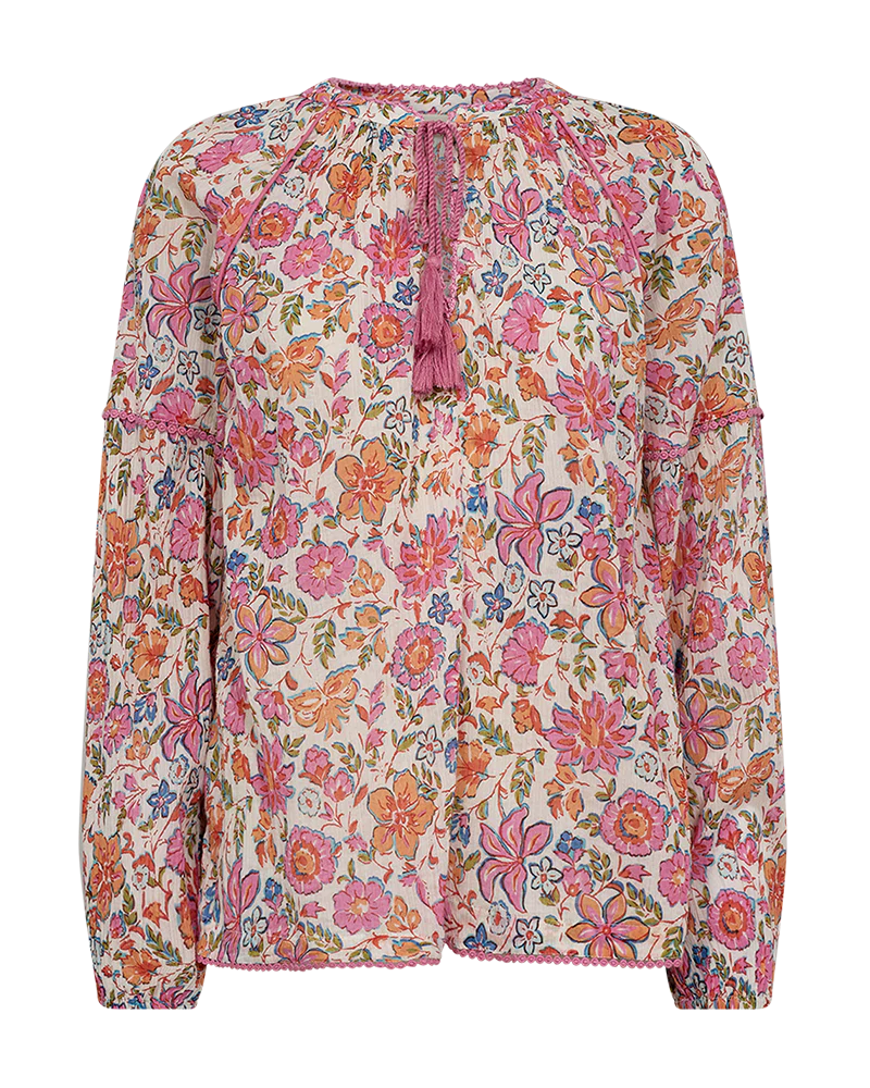 FQCARIN - FLORALES BLUSE - WEISS UND ROSA