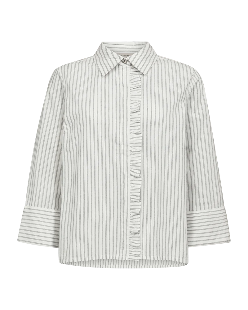 FQFIONA – HEMD MIT RÜSCHEN - WEISS UND  BLAU