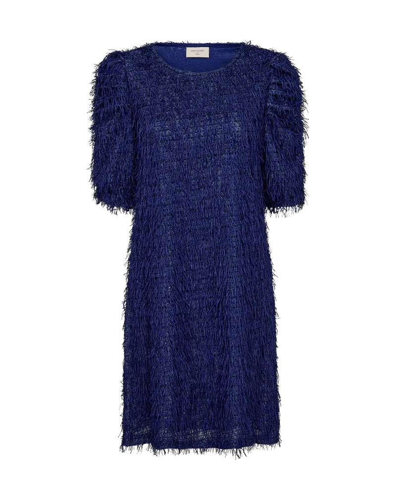 FQMARLIN – KLEID MIT FRANSEN - BLAU