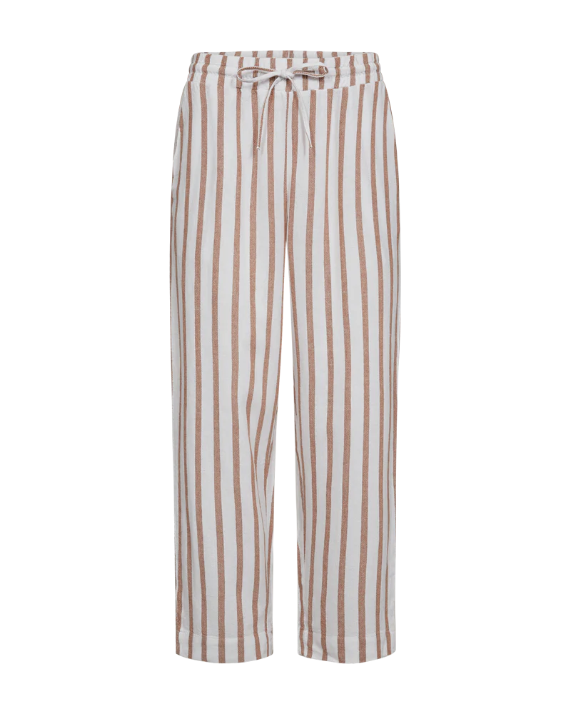FQLAVISCO - GESTREIFTE KNÖCHELLANGE HOSE - WEISS UND  BRAUN