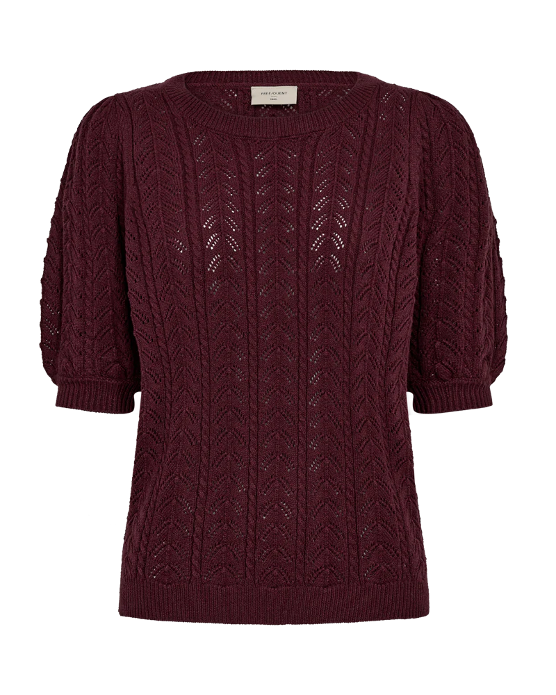 FQCLARRY – STRICKPULLOVER MIT LOCHMUSTER - BORDEAUX