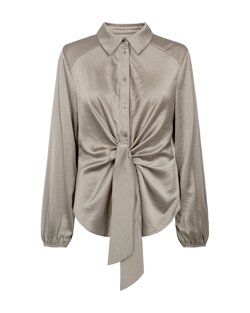FQDOVE – BLUSE MIT GEKNOTETEM DETAIL - BRAUN