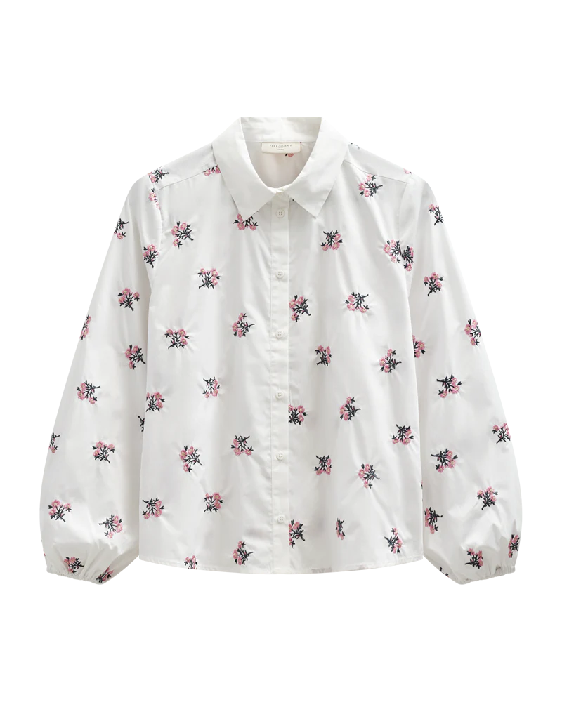 FQLEILA – BLUSE MIT BLUMENMUSTER - WEISS UND ROSA
