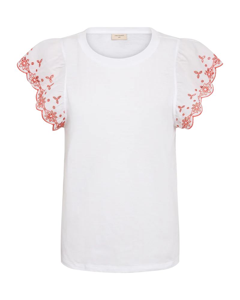 FQAZING - T-SHIRT MIT BESTICKTEN ÄRMELN - WEISS