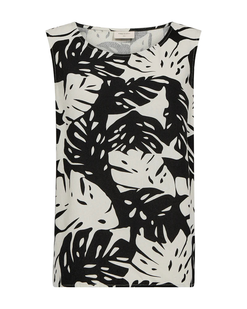 FQLAVISCO - FLORALES TOP - BEIGE UND SCHWARZ
