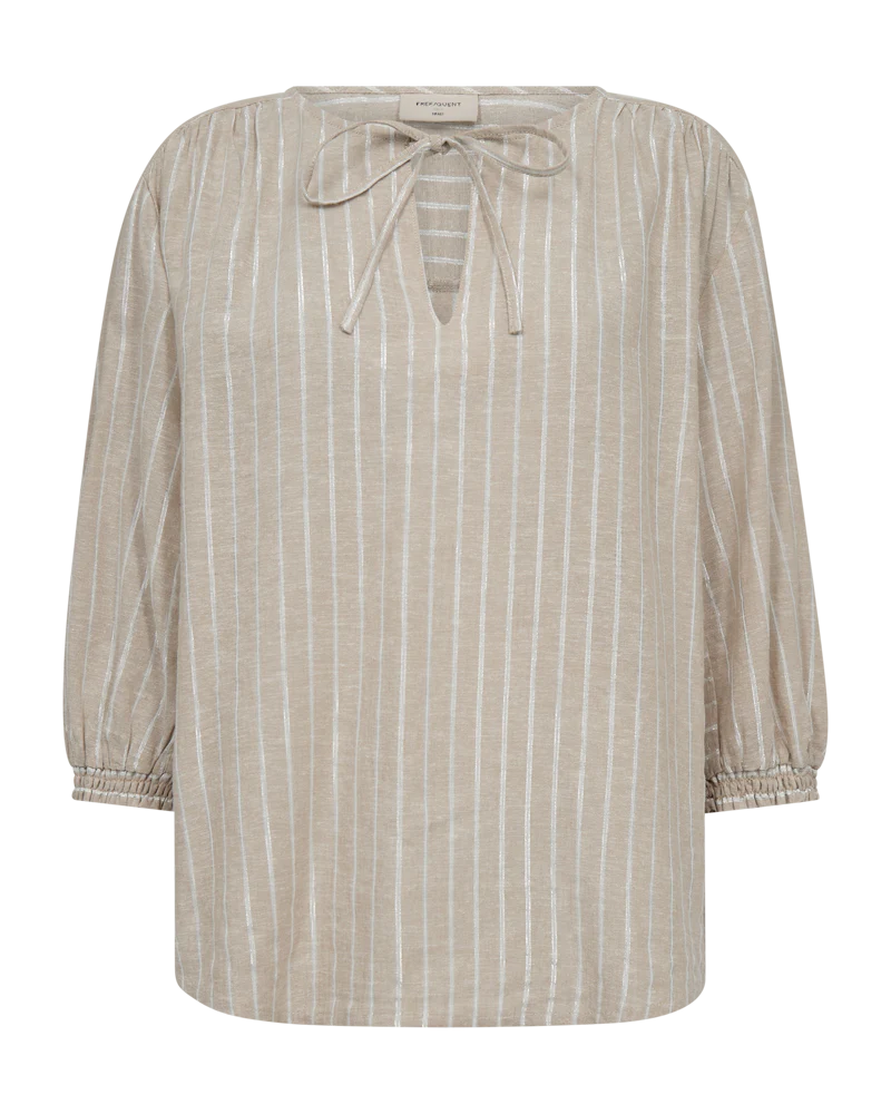 FQLALUX – GESTREIFTE BLUSE - BEIGE UND WEISS