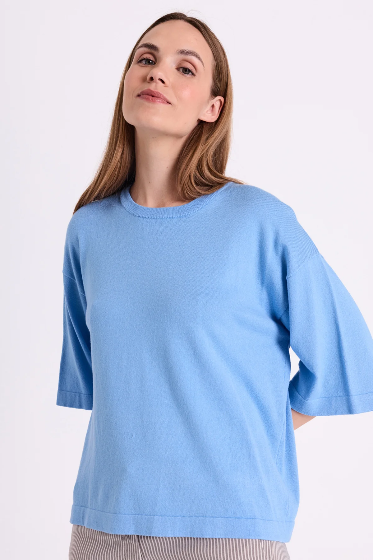 FQCONNY – FEINSTRICK-PULLOVER - BLAU