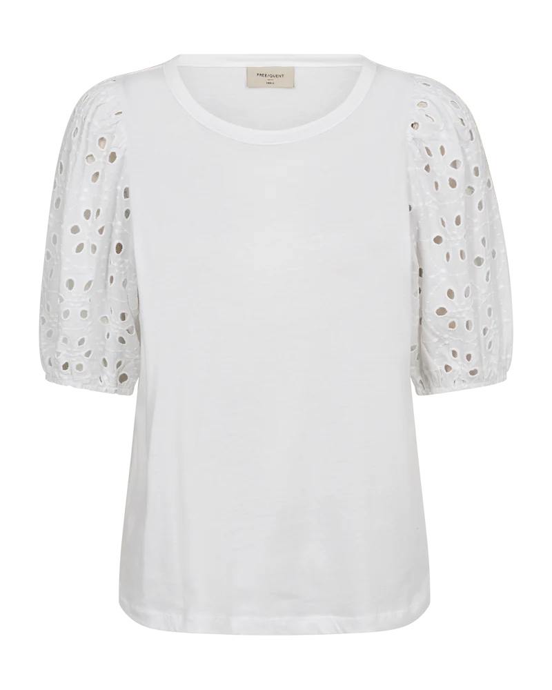 FQSKY - T-SHIRT MIT ÄRMELN IM LOCHMUSTER - WEISS