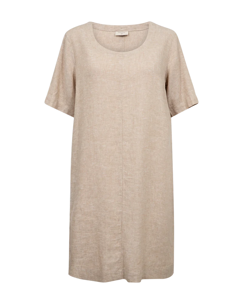 FQLAVA - LEINEN KLEID - BEIGE