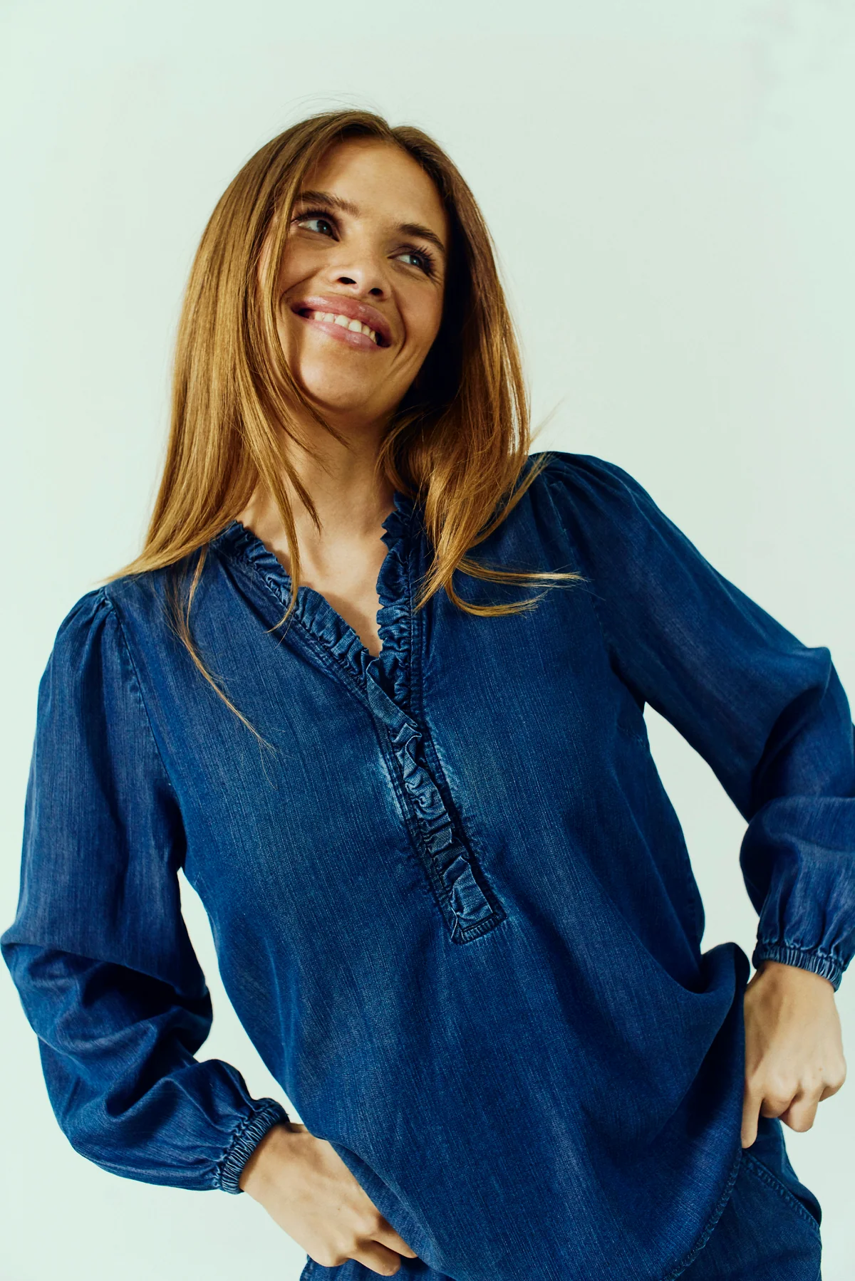 FQWILKE - DENIM BLUSE - BLAU