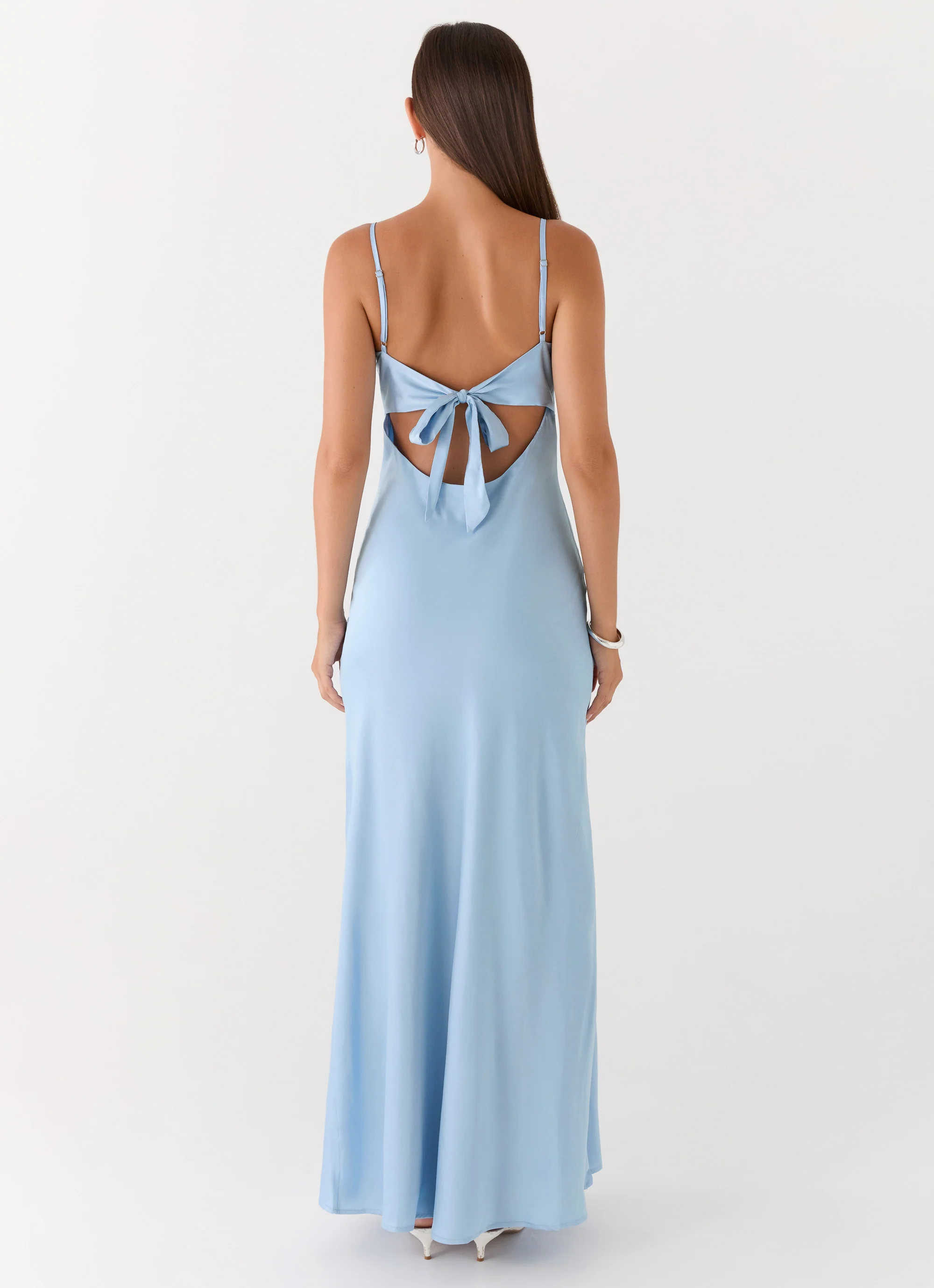 Flora Satin Maxi Dress - Ice Blue