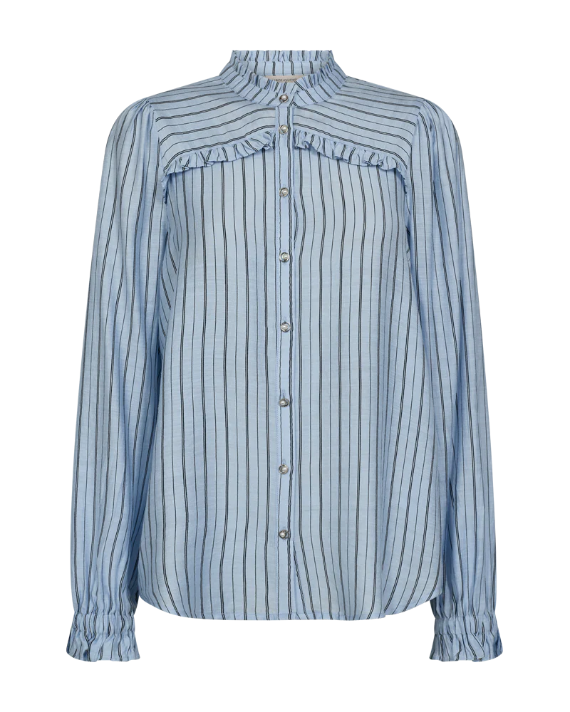 FQONILLA - HEMD MIT RÜSCHEN - BLAU UND SCHWARZ