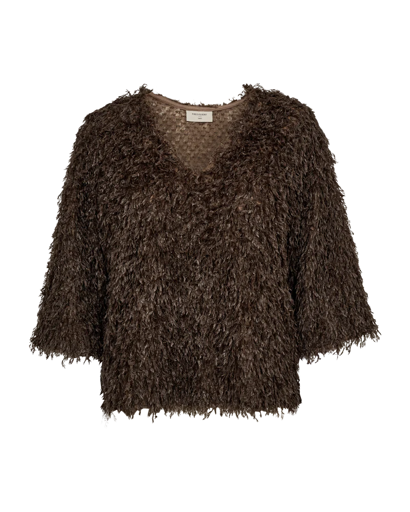 FQNOLA – BLUSE IN VELOURSQUALITÄT - BRAUN