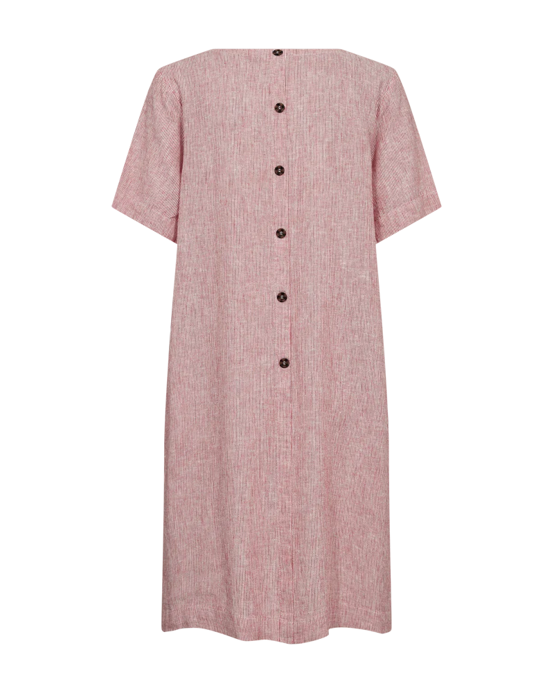 FQLAVA - LEINEN KLEID - WEISS UND ROT