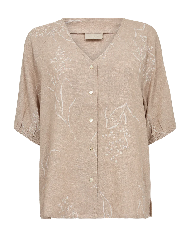 FQLALUNA – HEMD MIT BLUMENPRINT - BEIGE UND WEISS