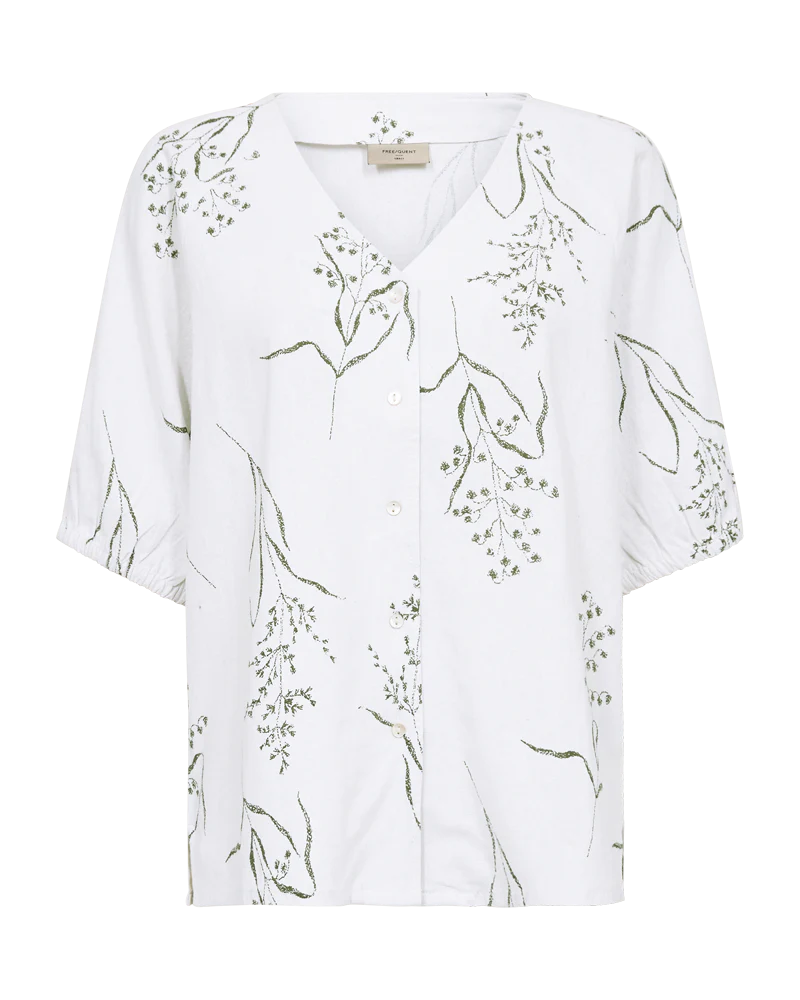 FQLALUNA – HEMD MIT BLUMENPRINT - WEISS UND  GRÜN