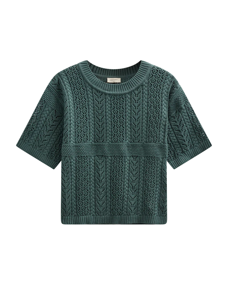 FQARWEN – PULLOVER MIT STRICKMUSTER - GRÜN