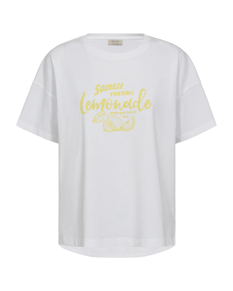 FQFENJAL - T-SHIRT MIT PRINT - WEISS UND  GELB