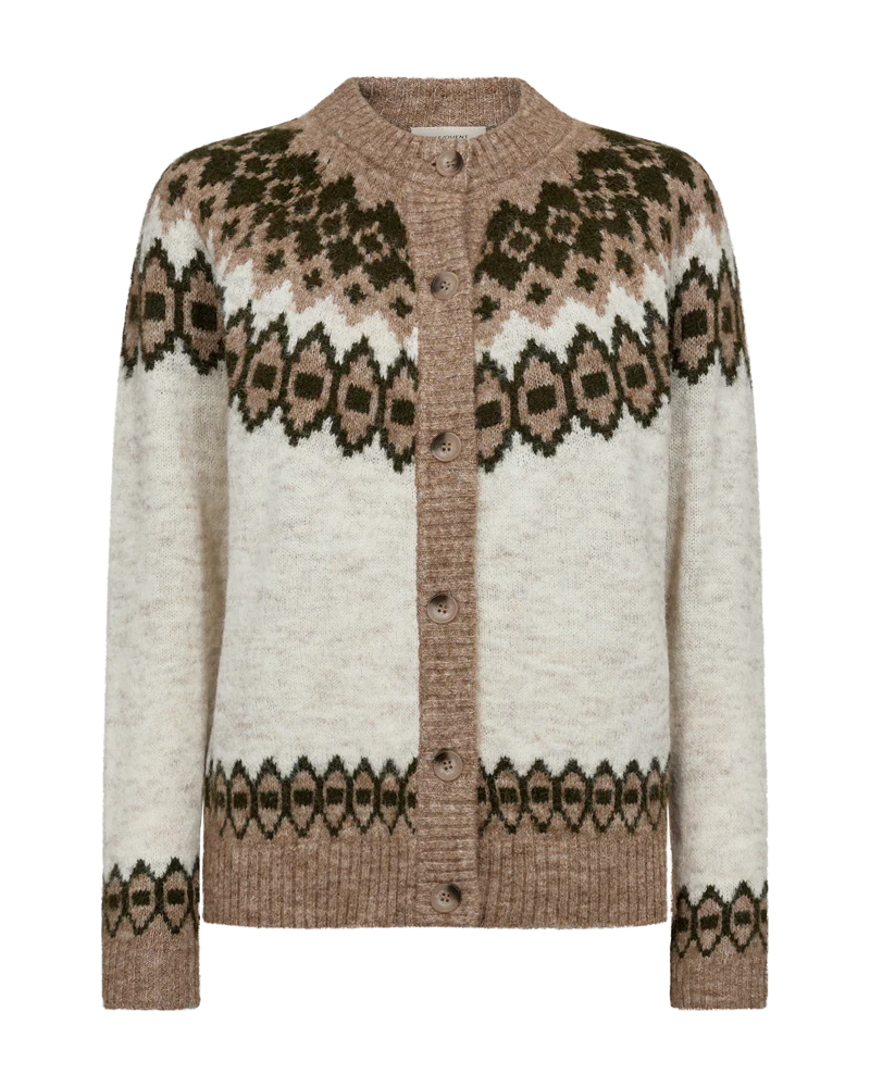 FQNOVALA - CARDIGAN - BEIGE UND GRUN