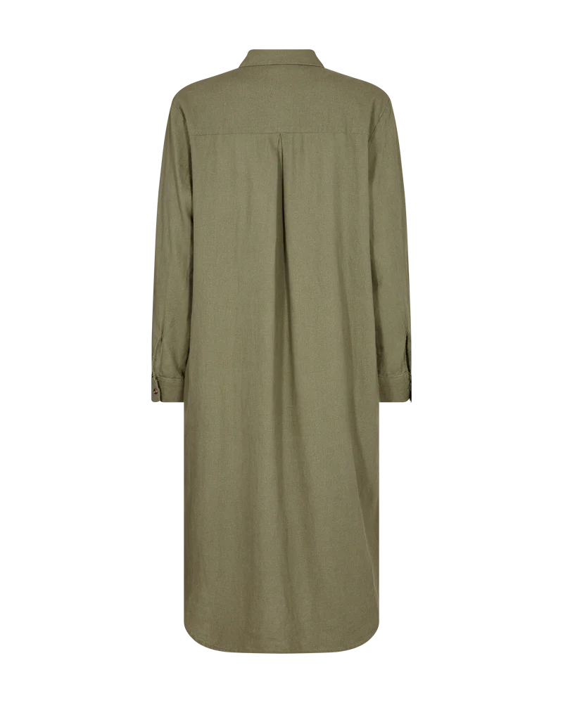 FQLAVA - BLUSENKLEID MIT LEINEN - GRUN
