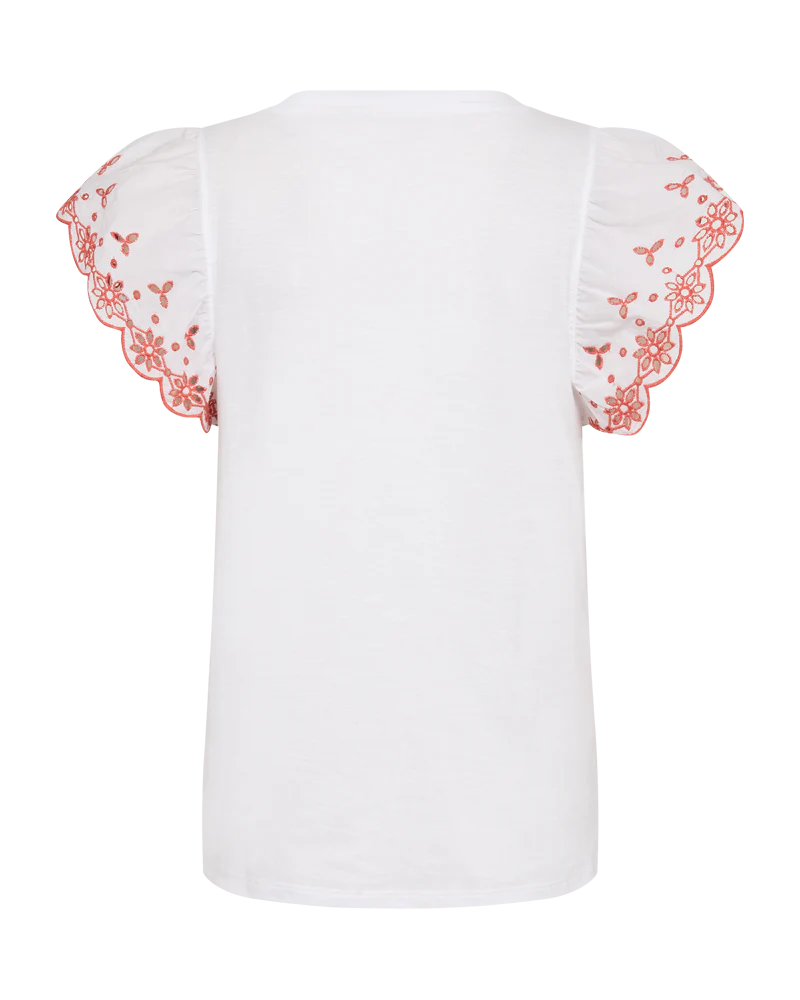 FQAZING - T-SHIRT MIT BESTICKTEN ÄRMELN - WEISS