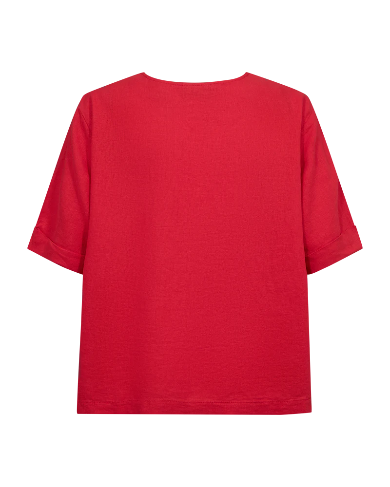 FQLAVA - LEINEN BLUSE - ROT
