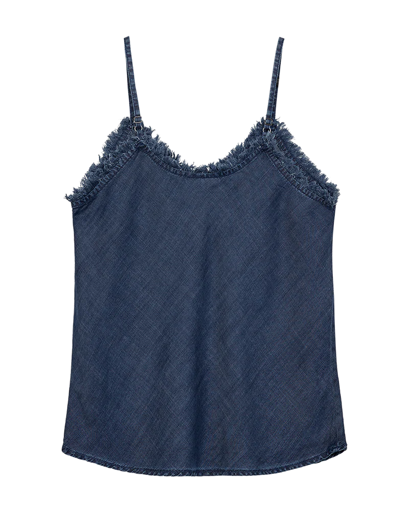 FQRENNA - TOP MIT FRANSEN-DETAILS - BLAU