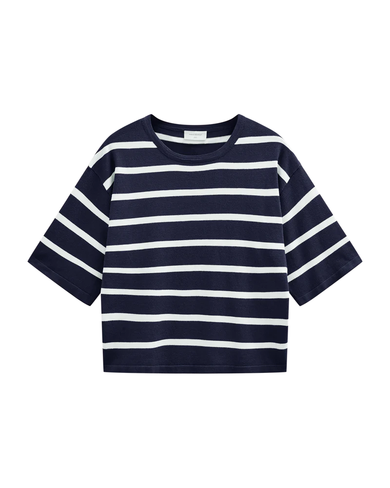 FQCONNY – FEINSTRICK-PULLOVER - BLAU UND WEISS