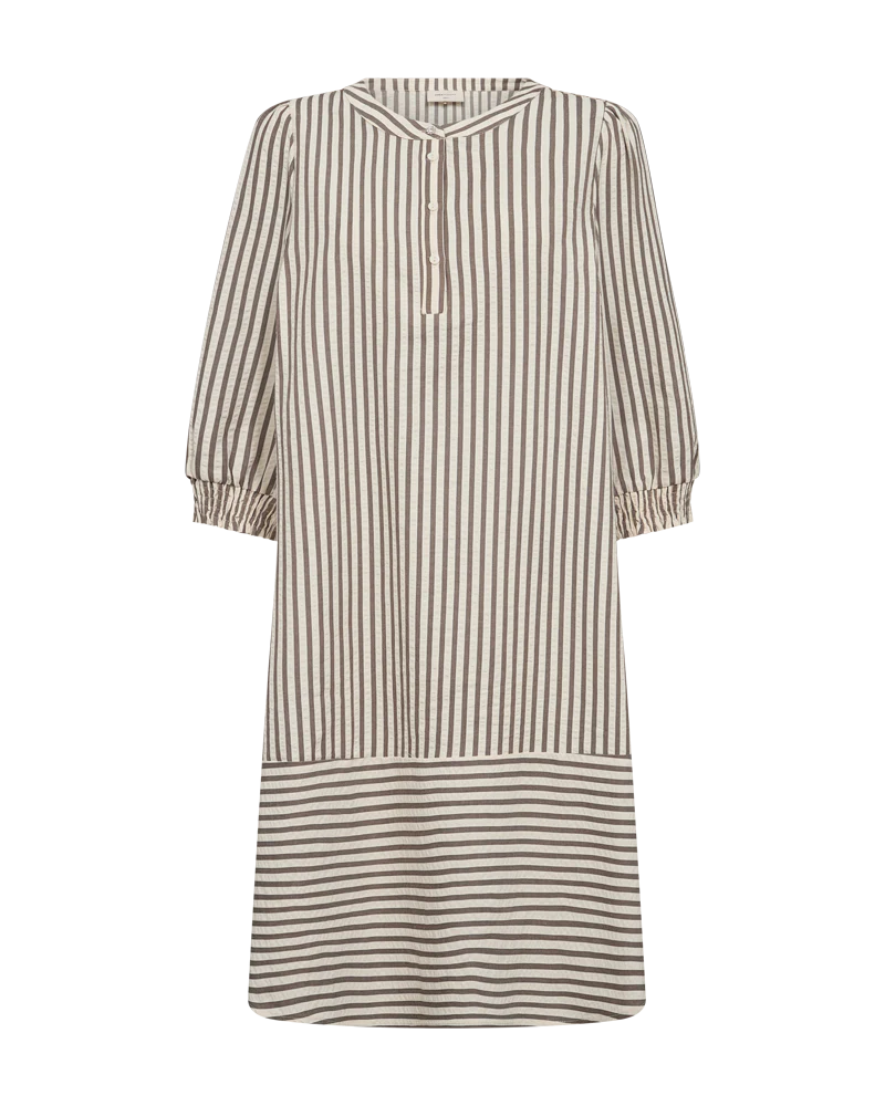 FQABY - GESTREIFTE KLEID - WEISS UND  BRAUN