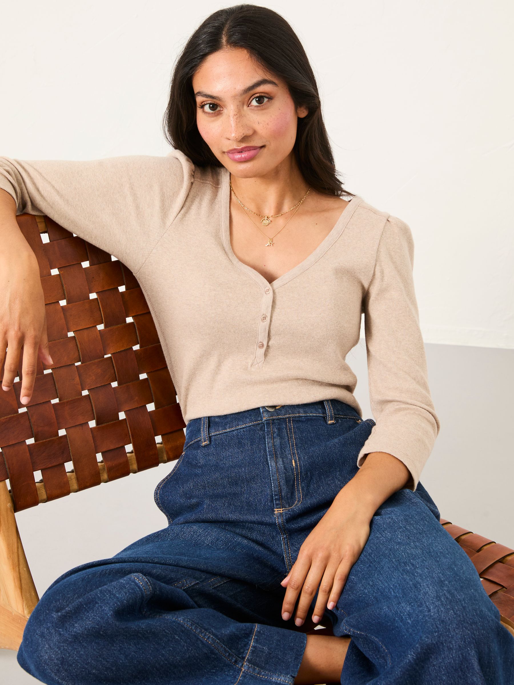 Connie Ecru Henley Top