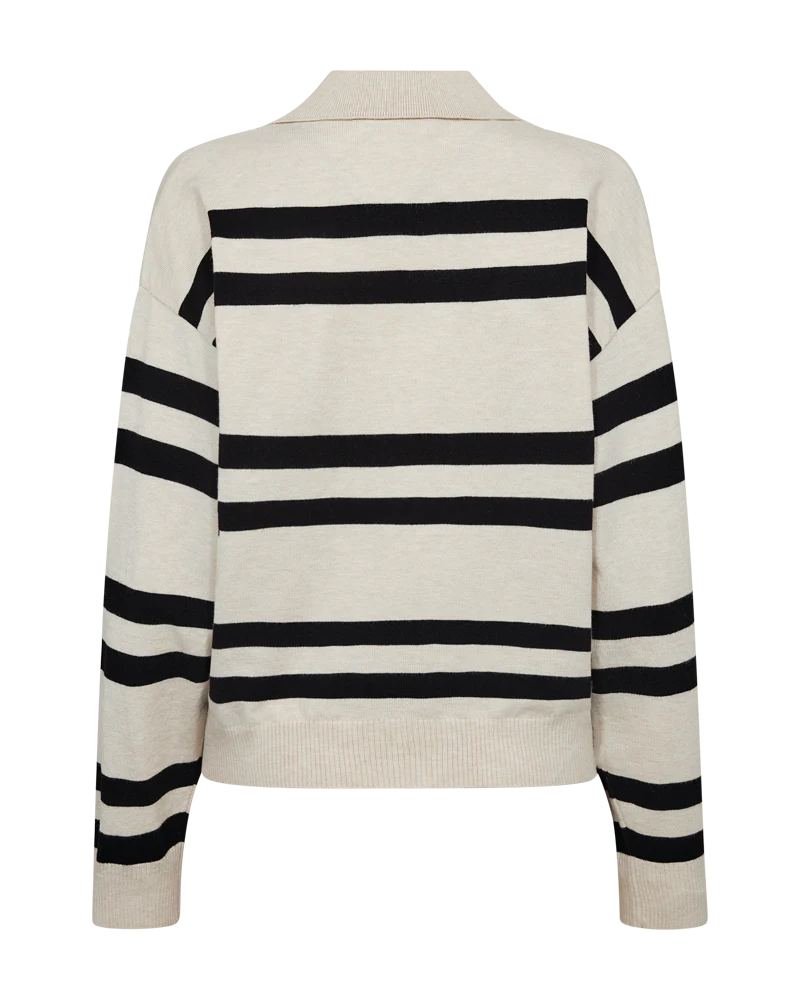 FQFLOW – GESTREIFTER PULLOVER - BEIGE UND SCHWARZ