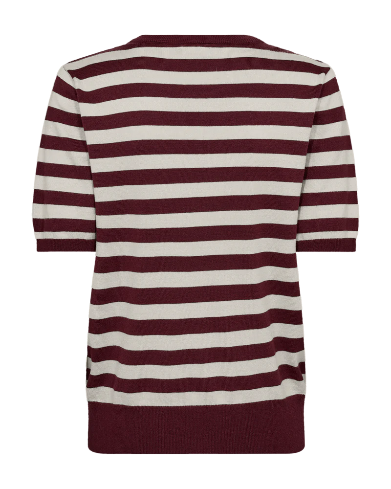 FQJOEL – GESTREIFTER FEINSTRICK-PULLOVER - BORDEAUX