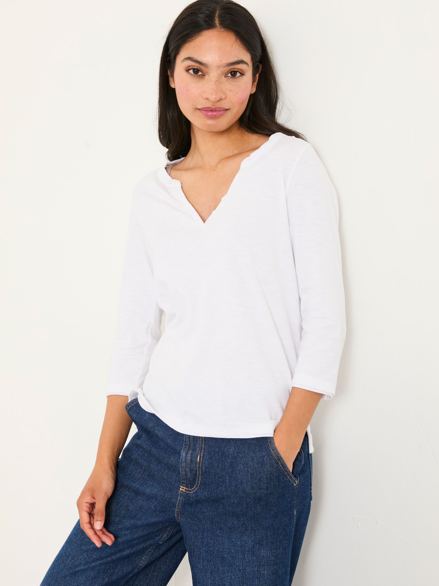 Aster White 3/4 Sleeve T Shirt