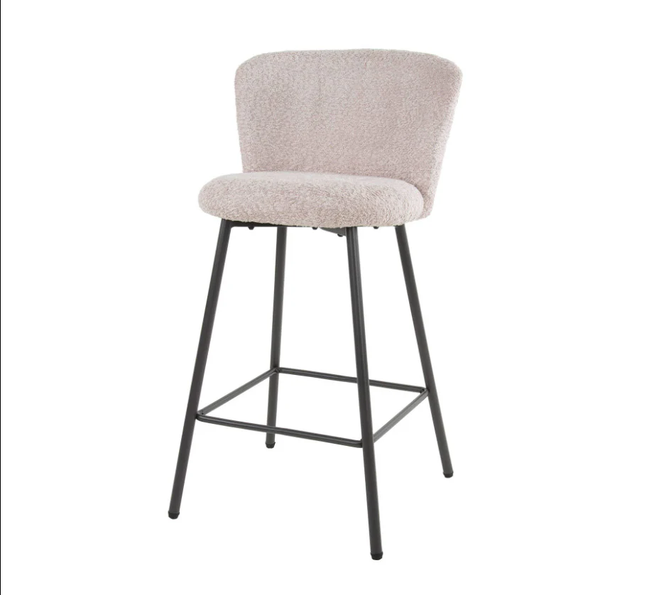 Esszimmer Barhocker Hochstuhl 4er-Set Boucle Rosa / Schwarz