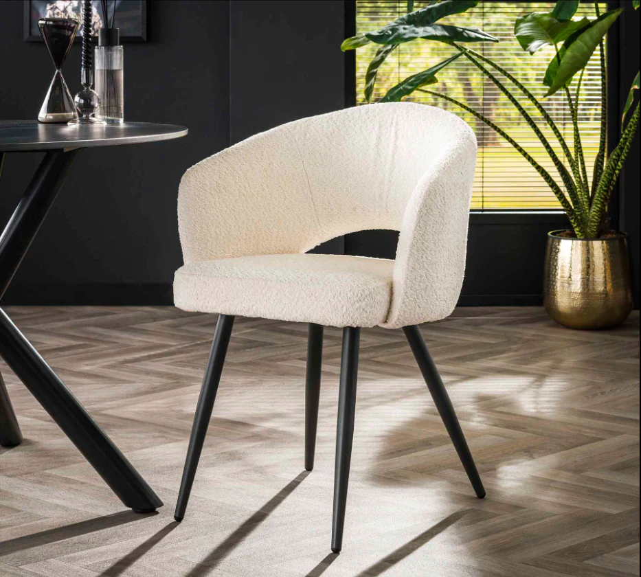 Esszimmer Armlehnenstuhl 2er-Set Boucle Weiß / Schwarz