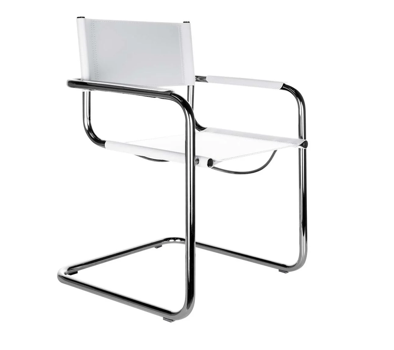 4x Denver Freischwinger Klassiker  Besucherstuhl Leder weiß