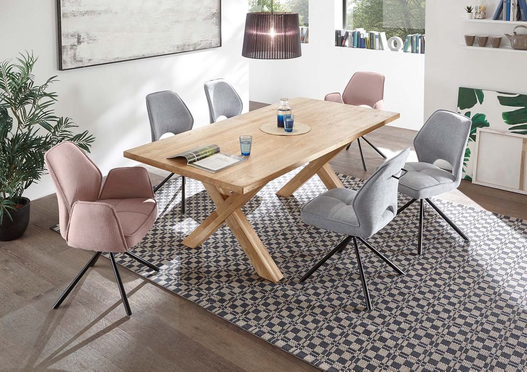 Nele Armlehnenstuhl 2er-Set, 180° Drehbar Rosa