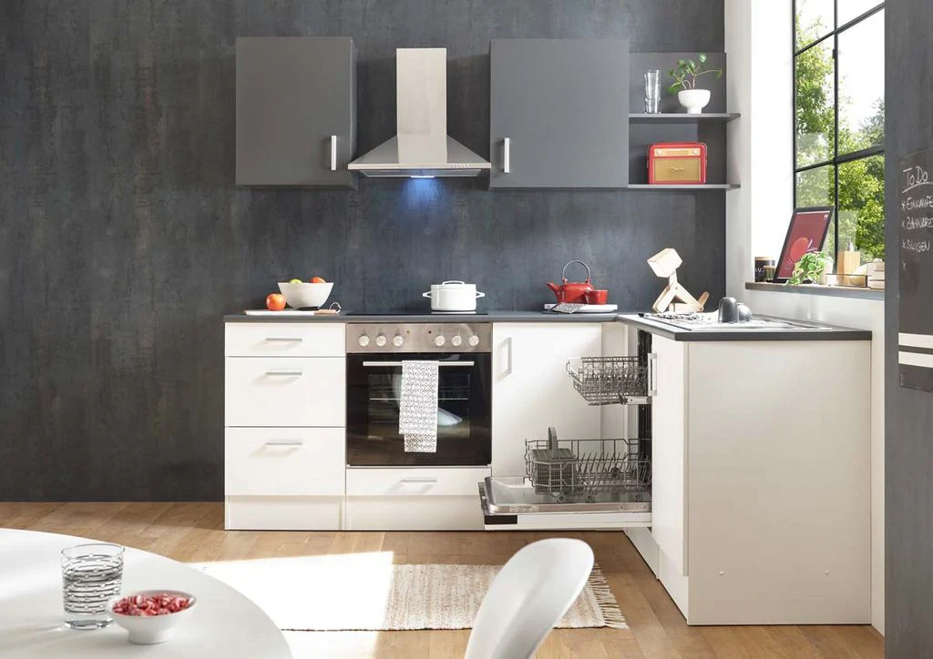 Corner 220 Eckküchenzeile Weiß / Anthrazit