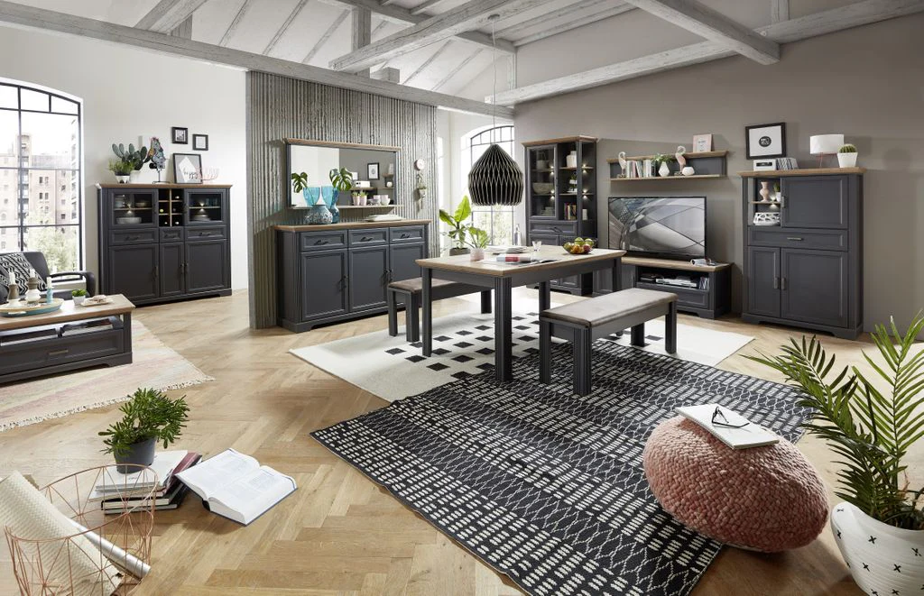 JASMIN Highboard Graphit / Eiche