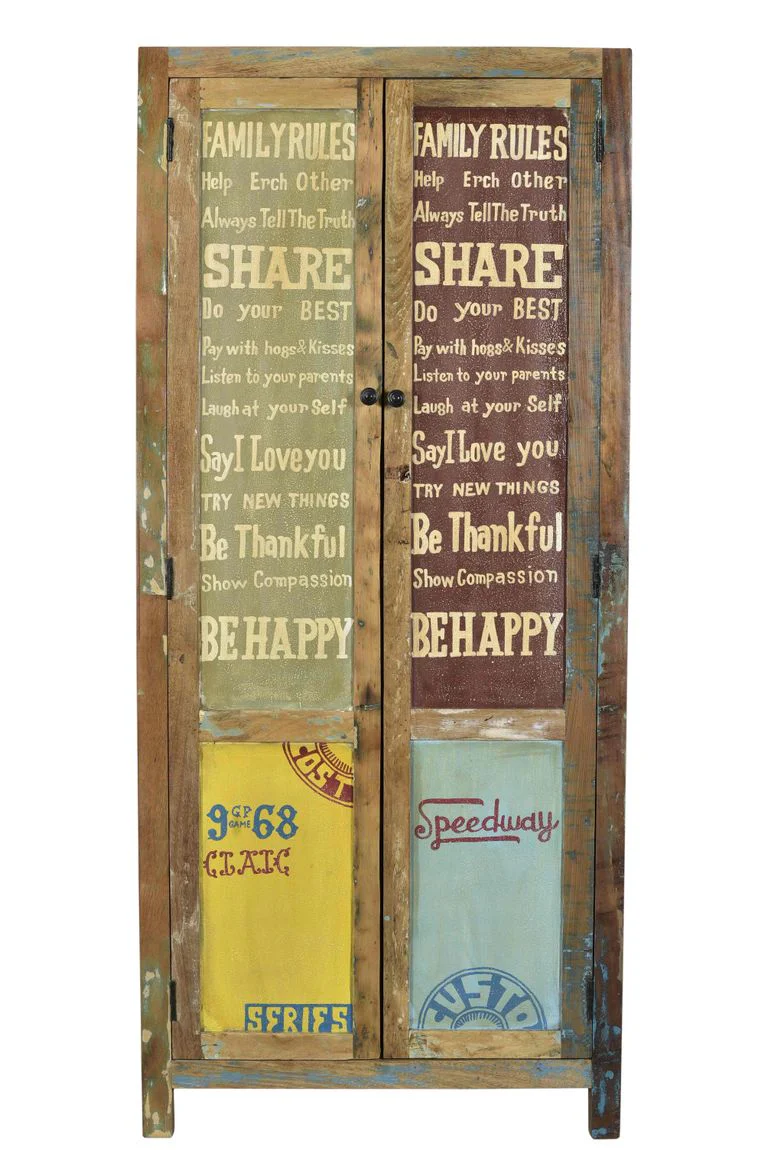 SPEEDWAY Garderobenschrank Natur / Bunt lackiert