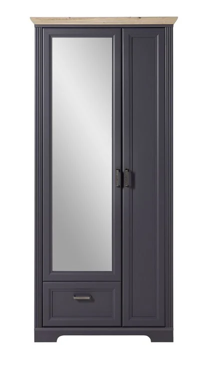 25181 JASMIN Garderobenschrank Graphit / Eiche