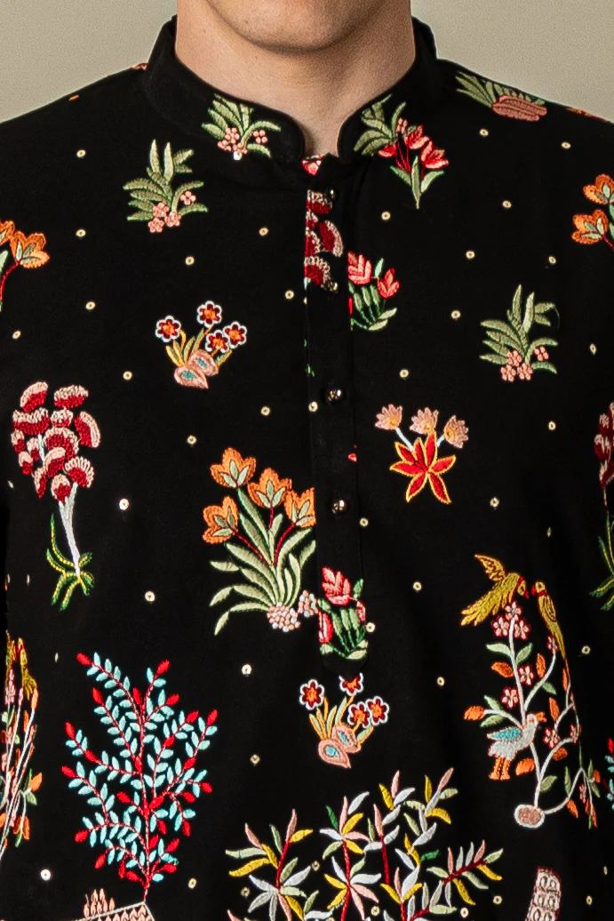 MLS EMBROIDERED KURTA PAJAMA