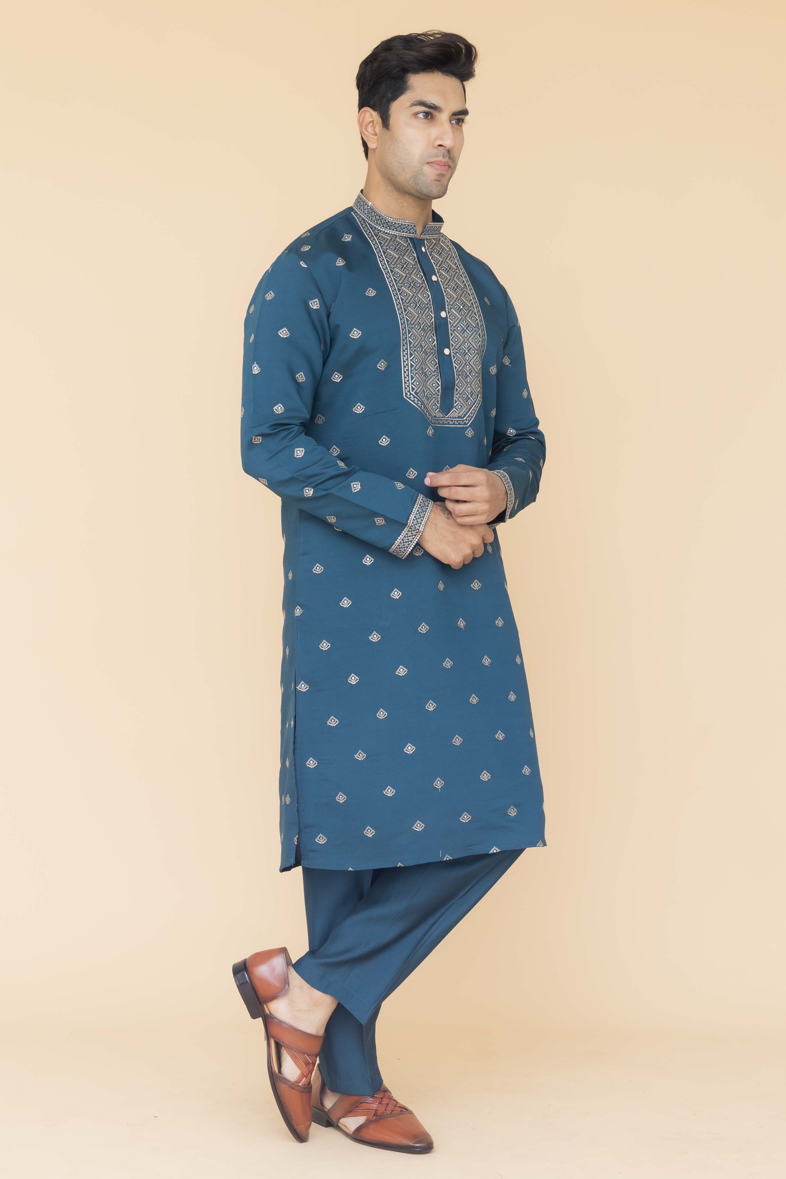 MLS EMBROIDERED KURTA PAJAMA