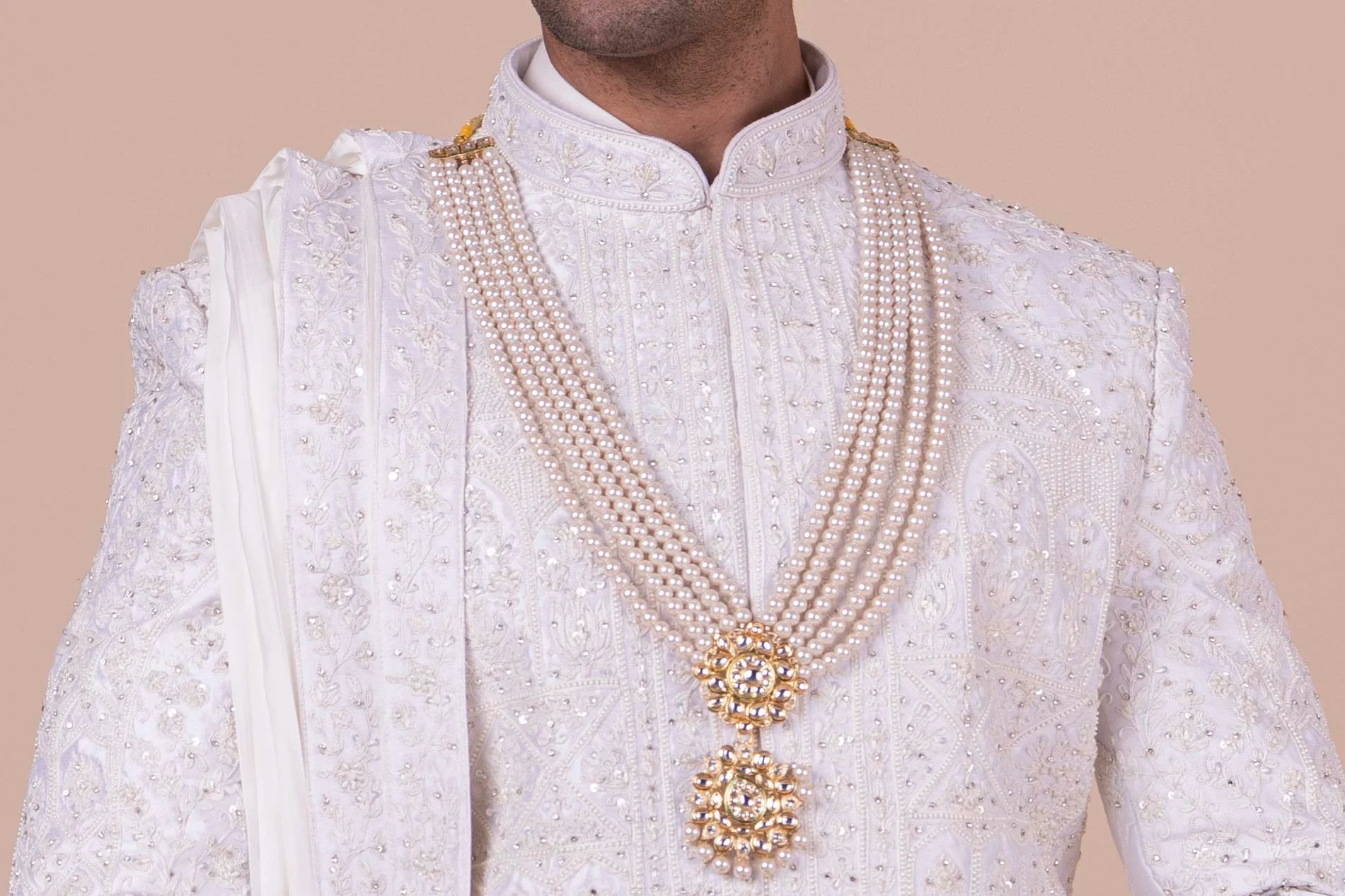 MLS EMBROIDERED SHERWANI 4PCS