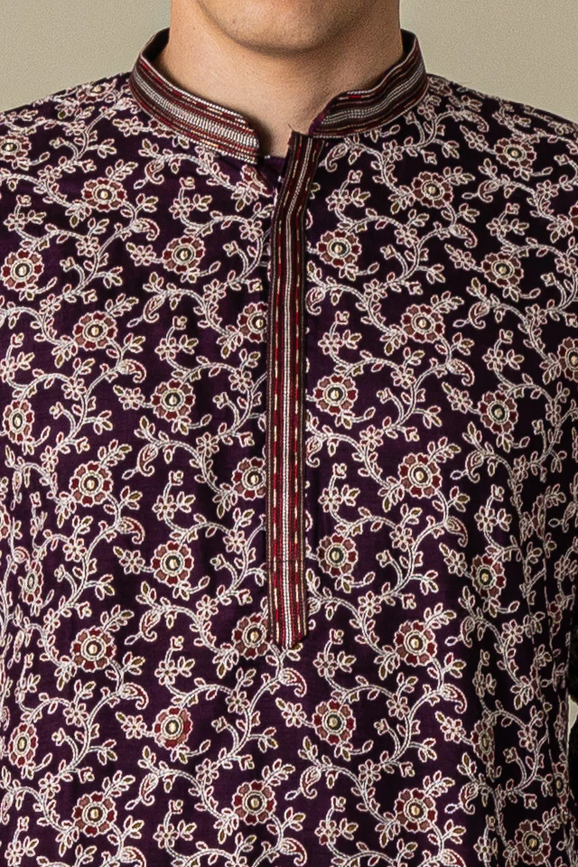 MLS EMBROIDERED KURTA PAJAMA