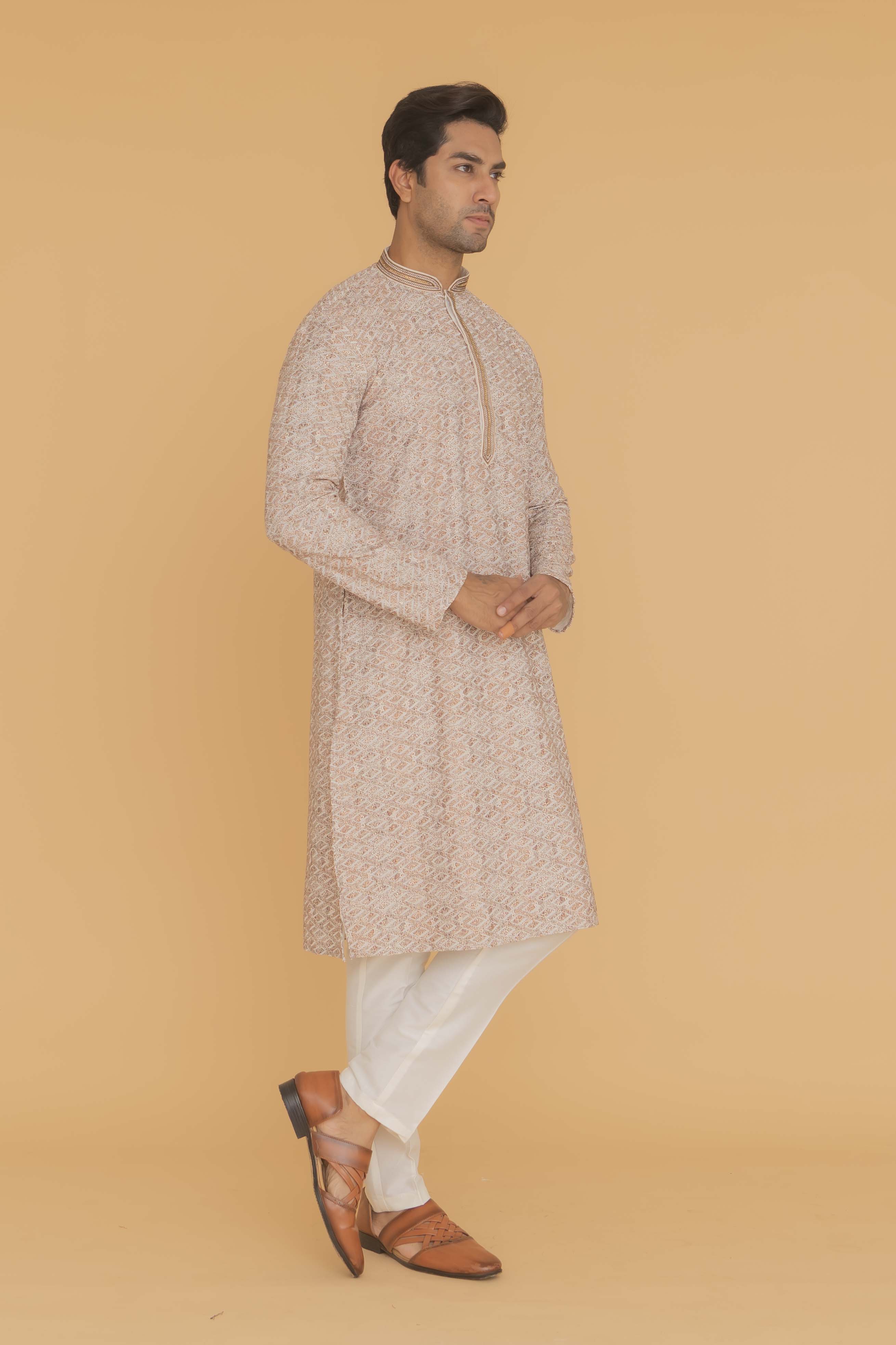 MLS EMBROIDERED KURTA PAJAMA